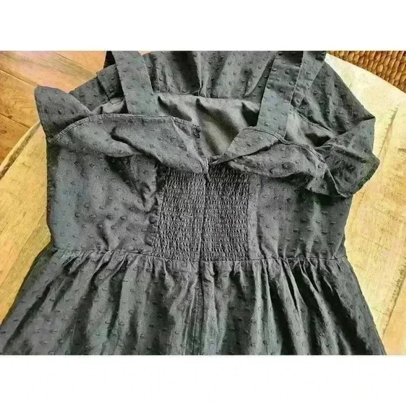 J Crew Eyelet Ruffle Midi Dress Womens 8 Black Square Neck Sleeveless Lined - Picture 4 of 5